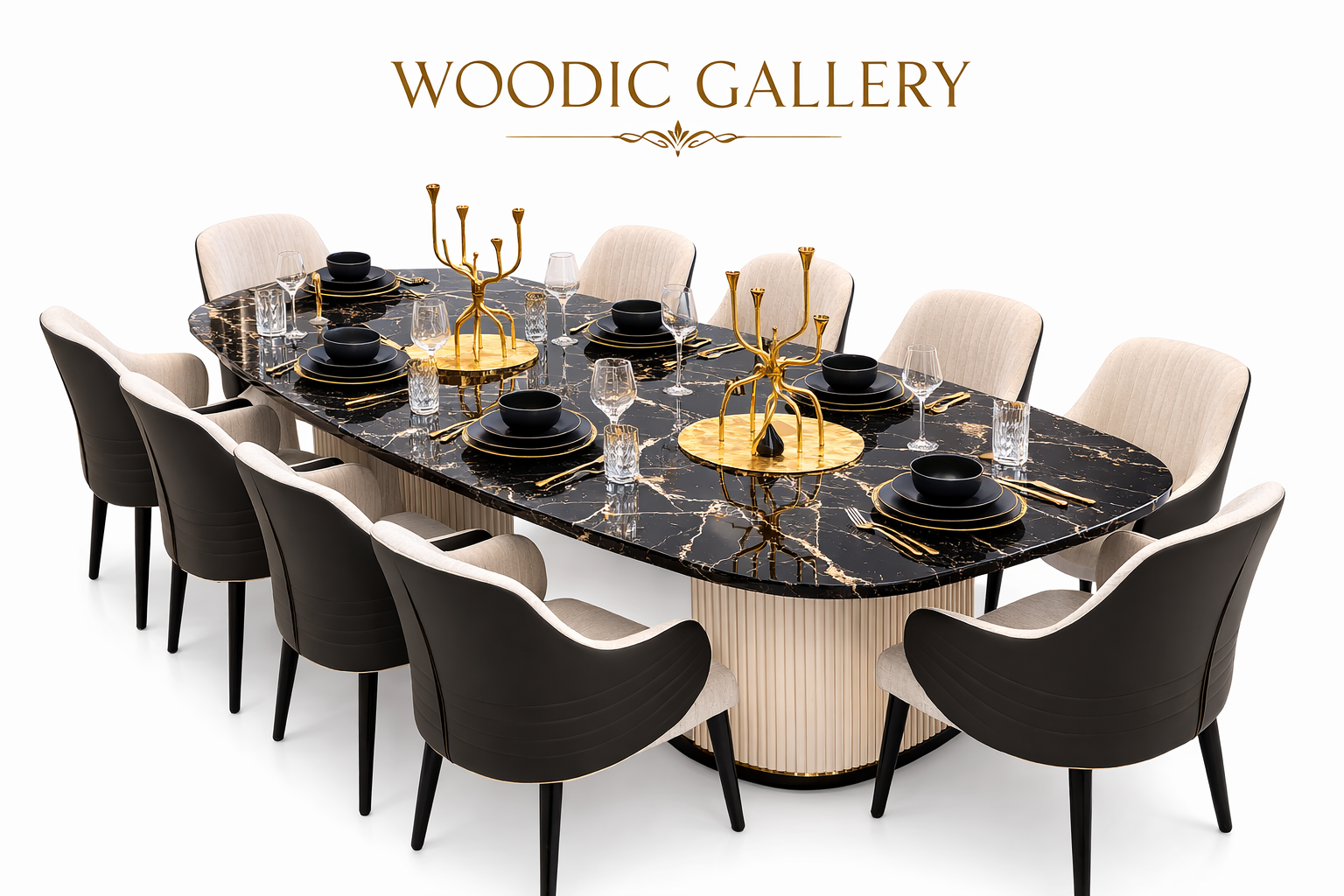 Woodic Royal Marble Dining Set