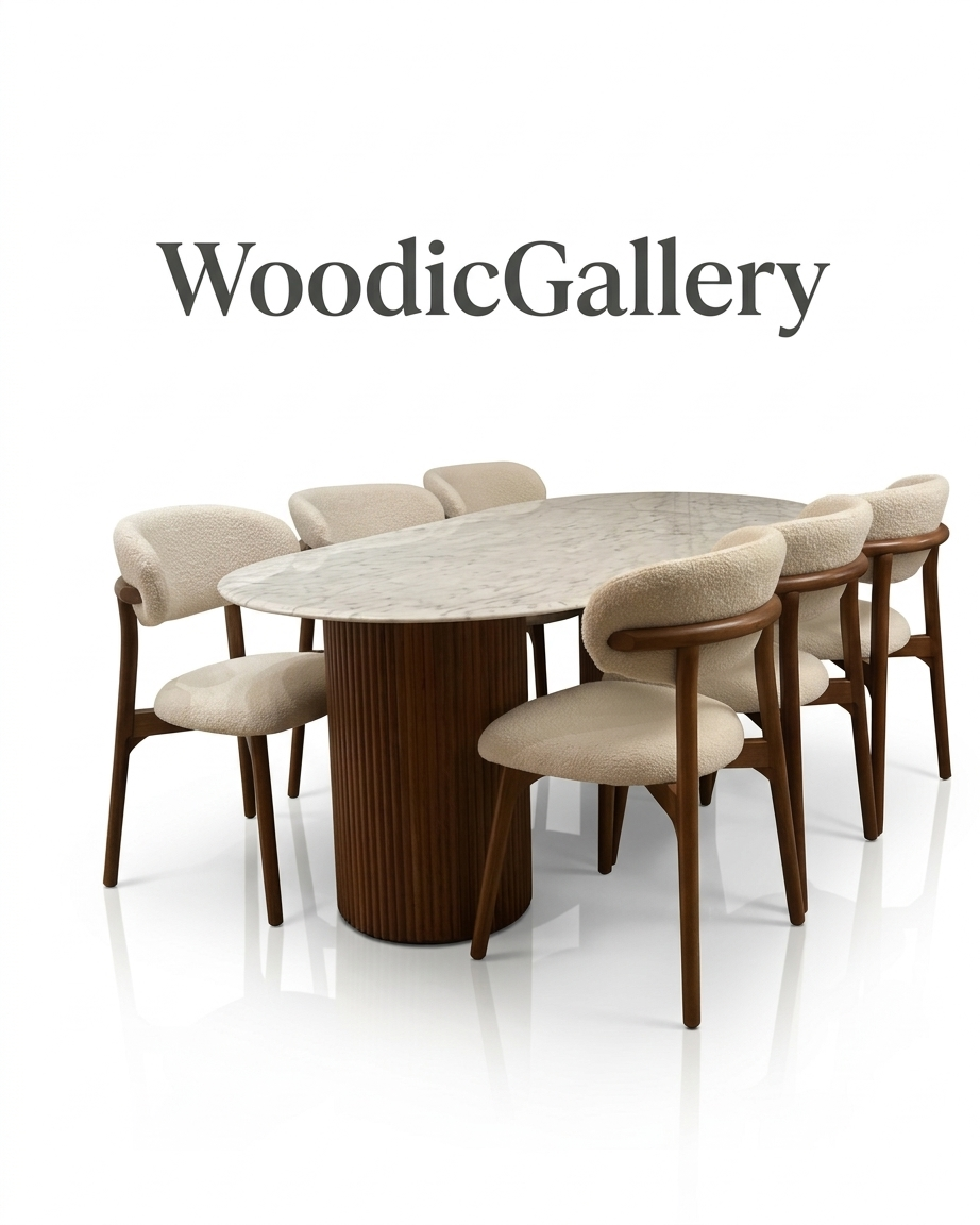 The Aurora Oval Dining Set by Woodic Gallery