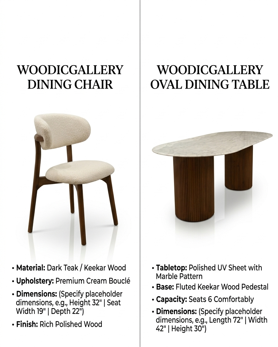 The Aurora Oval Dining Set by Woodic Gallery